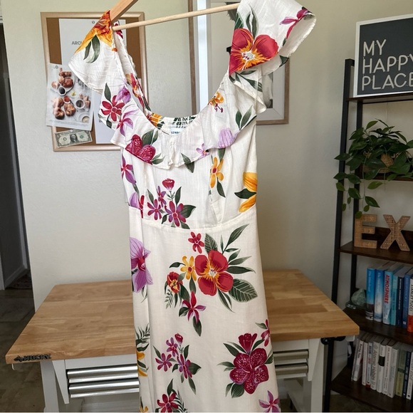 Old Navy Women Floral Print Scoop Neck Flutter Sleeve Smocked A-Line Dress M - Picture 3 of 8